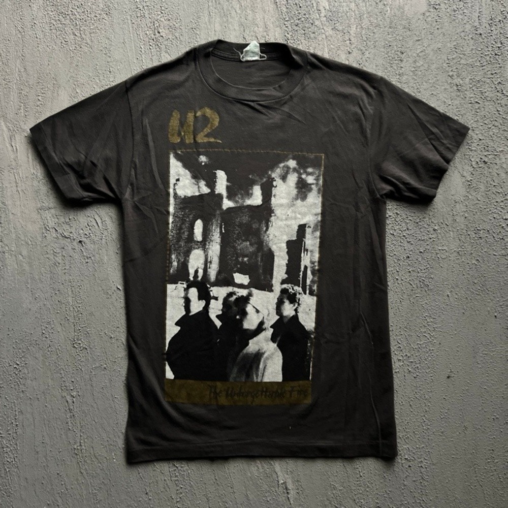 Vintage U2 Shirt Medium Black 1980s The Unforgettable Fire Tour 1985